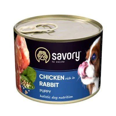 Вологий корм Savory (Сейворi) Puppy Chicken & Rabbit для цуценят з кроликом та куркою&mdash; 200 гр. 1584 фото