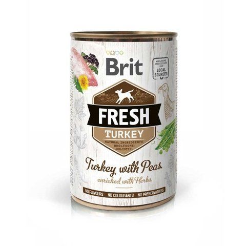 Вологий корм для собак Brit Fresh Turkey/Peas індичка з горошком 400 г 6277 фото