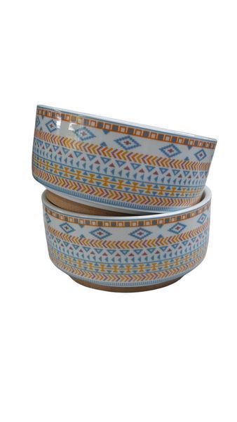 Миска на дерев'яній підставці "Орнамент блакитна" 12 см 350 19737 фото