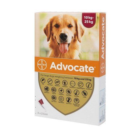 Краплі від бліх,кліщів та глистів Bayer Advocate для собак 10-25 кг (1 ампула) 91029 фото