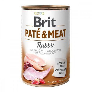 Вологий корм для собак Brit Pate & Meat Rabbit з м'ясом кролика 400 г 13970 фото