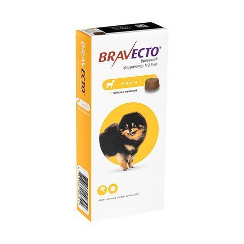 Таблетки Bravecto (Бравекто) від бліх і кліщів для собак 2-4,5 кг 394 фото