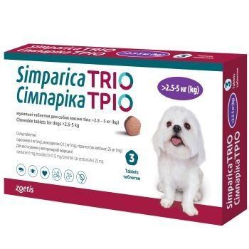 Таблетка від бліх та кліщів SIMPARICA Тріо 2,5-5кг 12227 фото
