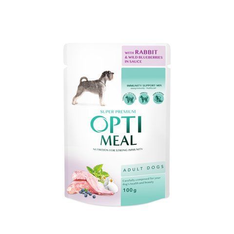 Вологий корм для собак OPTI MEAL з кроликом та чорницею E C100 гр 15355 фото
