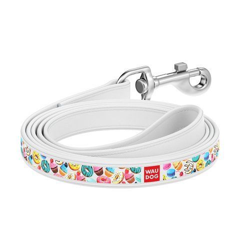 Повідець WAUDOG DESIGN "ПОНЧИКИ" (ШИРИНА 12 ММ, ДОВЖИНА 122 СМ), БІЛИЙ 371615 371615 фото