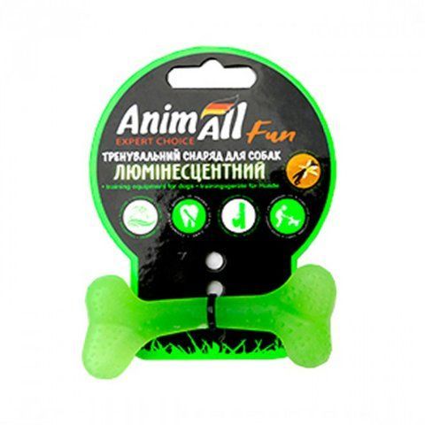 AnimAll Іграшка Fun кістка для собак, люмінесцентна, 8 см, зелена 115 053 5310 фото