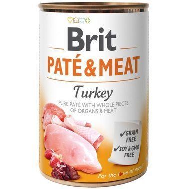 Вологий корм для собак Brit Pate & Meat Turkey з м'ясом індички 400 г 14089 фото
