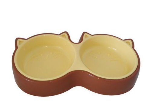 Миска для кішки Animall подвійна L 2х350мл P974 коричнева 4451 фото