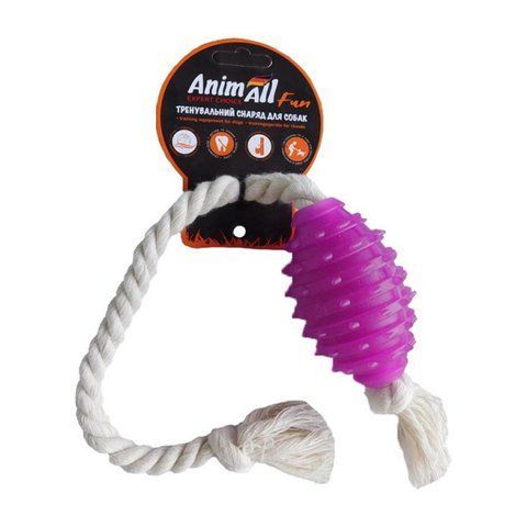 AnimAll Fun - Іграшка граната з канатом для собак 8 см фіолетова 113 015 00000011166 фото