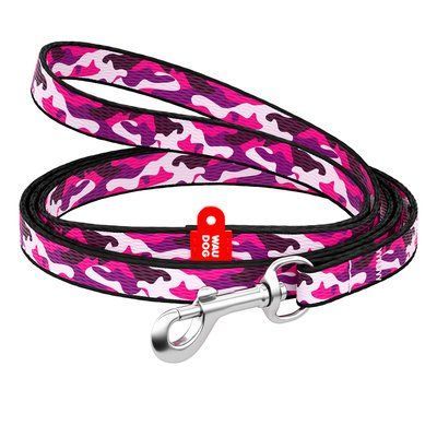 Повідець для собак нейлоновий waudog nylon, "рожевий камо", ш 10 мм, дл 122 см 5242 5242 фото