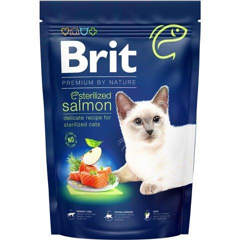 Сухий корм для стерилізованих котів Brit Premium by Nature Cat Sterilized Salmon з лососем 1,5 кг 17842 фото