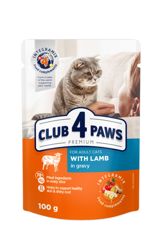 Вологий корм котів CLUB 4 PAWS з ягням в соусі 85г 5774 фото