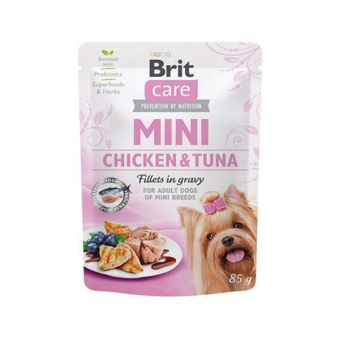 Вологий корм для собак Brit Care Mini філе курки та тунця у соусі 85 г 15437 фото
