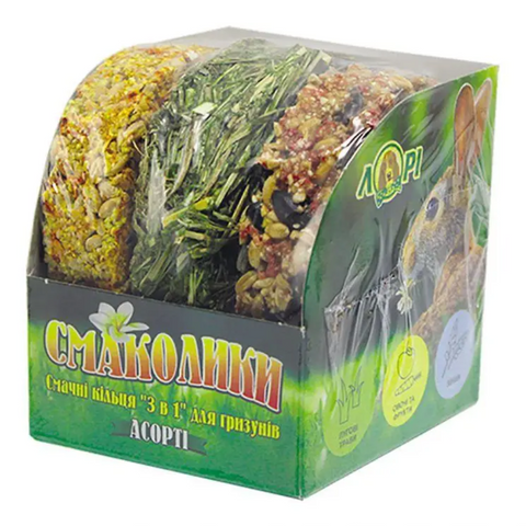 Смаколики для гризунів "СМАЧНІ КІЛЬЦЯ" 3 в 1 асорті 150 г 6631 фото