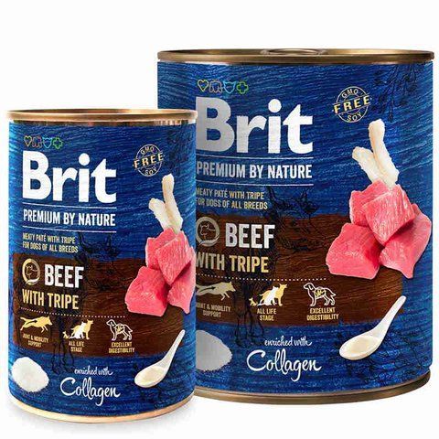 Вологий корм для дорослих собак всіх порід Brit Premium Dog by Nature з яловичиною та рубцем 800 г 18370 фото