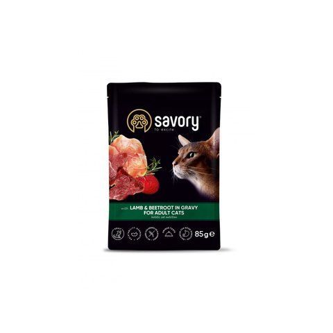 Вологий корм для кішок Savory ягня з буряком у соусі 85г 16053 фото