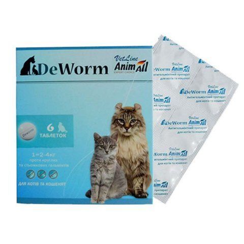 Таблетка проти гельмінтів DeWorm Animall для котів та кошенят 112 944 фото