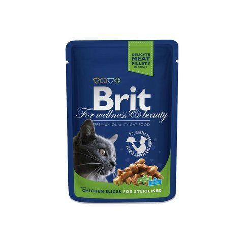 Вологий корм для стерилізованих котів Brit Premium Cat Chicken pouch 100 г (курка та індичка) 14287 фото