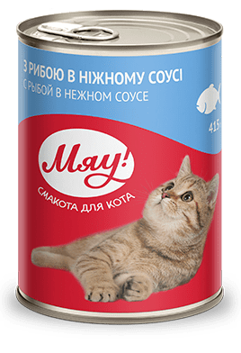 Вологий корм для котів Мяу з рибою в ніжному соусі 415 г 6185 фото