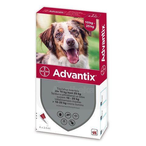Краплі від бліх та кліщів Bayer Advantix для собак від 10 до 25кг від кліщів, бліх та інших комах (1 ампула) 5677 фото