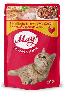 Вологий корм Мяу з куркою в ніжному соусі 100 г 6167 фото