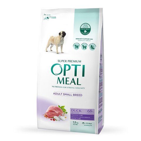 Ваговий сухий корм для собак малих порід OPTI MEAL з качкою 500 г 6389 фото