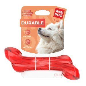 грашка для собак WAUDOG Fun Durable Кістка, термопластична гума, 200 мм, червоний 19703 фото