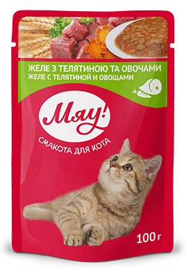 Вологий корм Мяу желе з телятиною та овочами 100 г 6174 фото