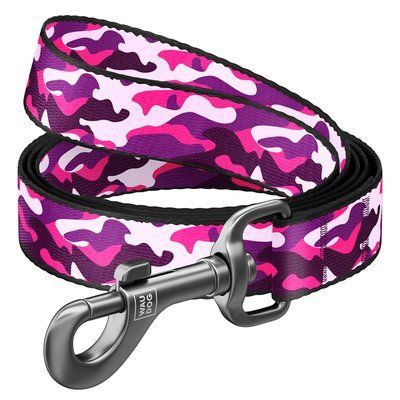 Повідець для собак нейлоновий waudog nylon, "рожевий камо", ш 20 мм, дл 122 см 4867 4867 фото