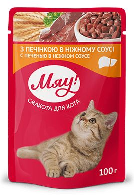 Вологий корм Мяу з печінкою в ніжному соусі 100 г 6169 фото