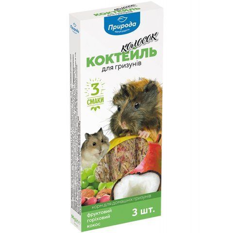 Ласощі для гризунів "Колосок Коктейль (фрукти, горіхи, кокос) " 90г 6672 фото